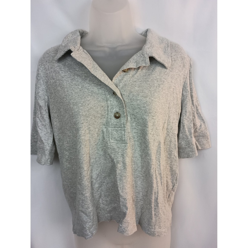 Banana republic button up pullover cotton collar gray work office M